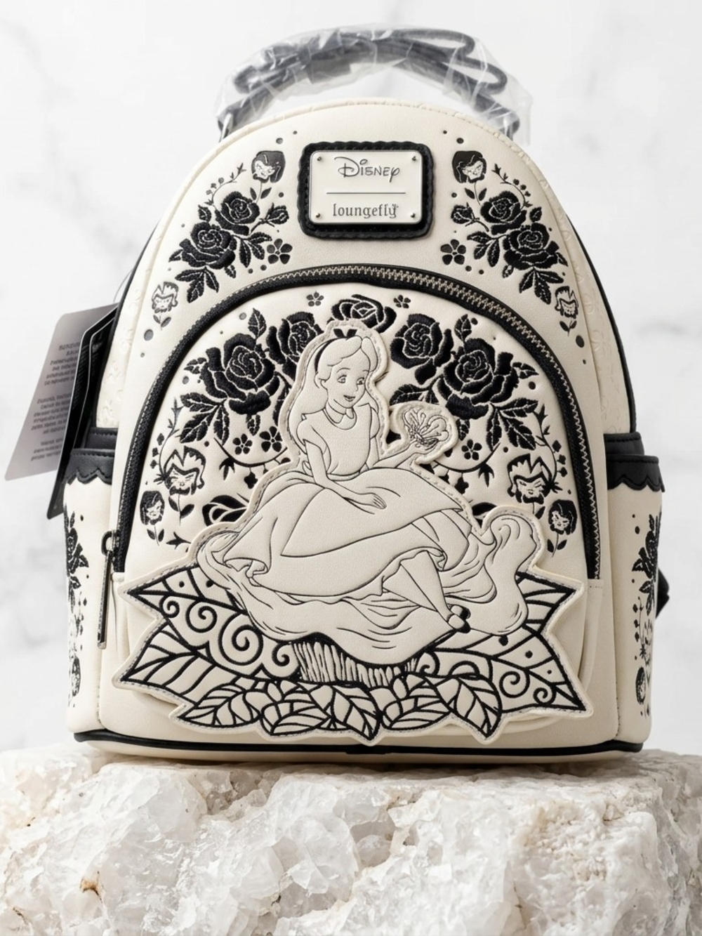 Disney Loungefly Alice in Wonderland Cream & Black Mini Backpack